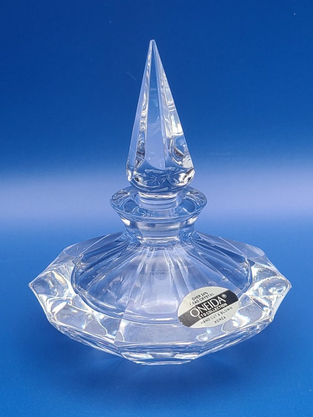 Vintage Oneida Lead Crystal Clear Round Faceted Perfume Bottle Korea